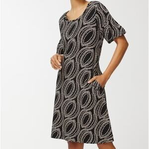 NWT Chico's Black Tan Algiers Paisley‎ Ruffle Sleeve Knee Dress Size Large